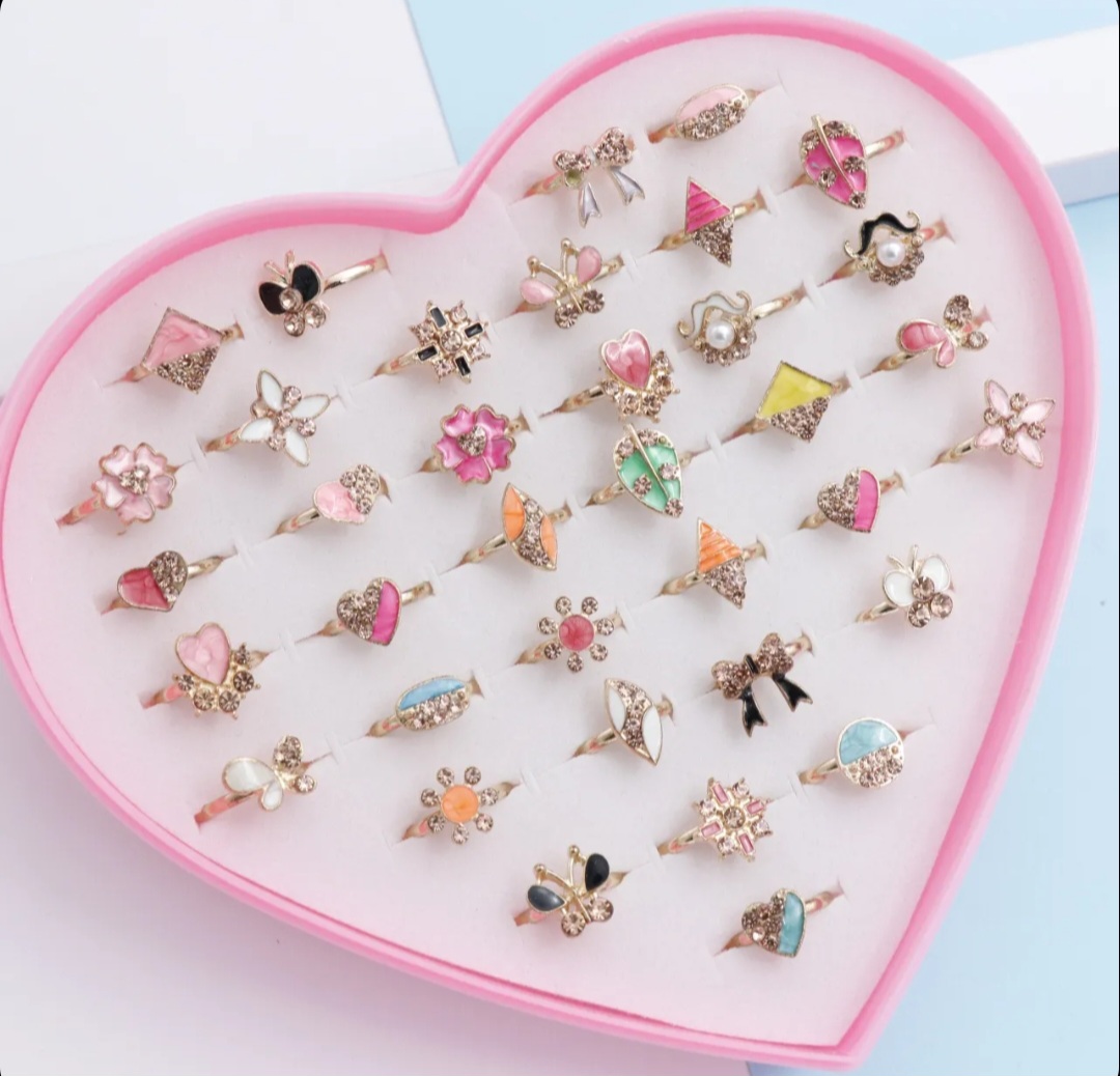 پک انگشتر طلایی دخترانه رزینی 36 عددی 72557