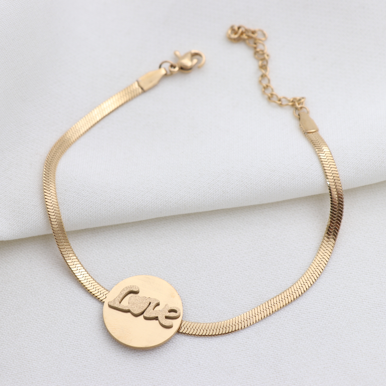 دستبند ماری طلایی زنانه وسط پلاک شاین  ۷۲۹۶۵